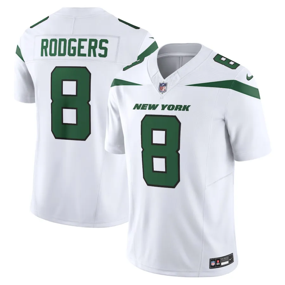Camisa FUSE Limited New York Jets Branca - Aaron Rodgers #8