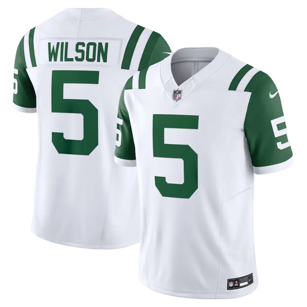 Camisa FUSE Limited New York Jets Branca Alternativa - Garrett Wilson #5