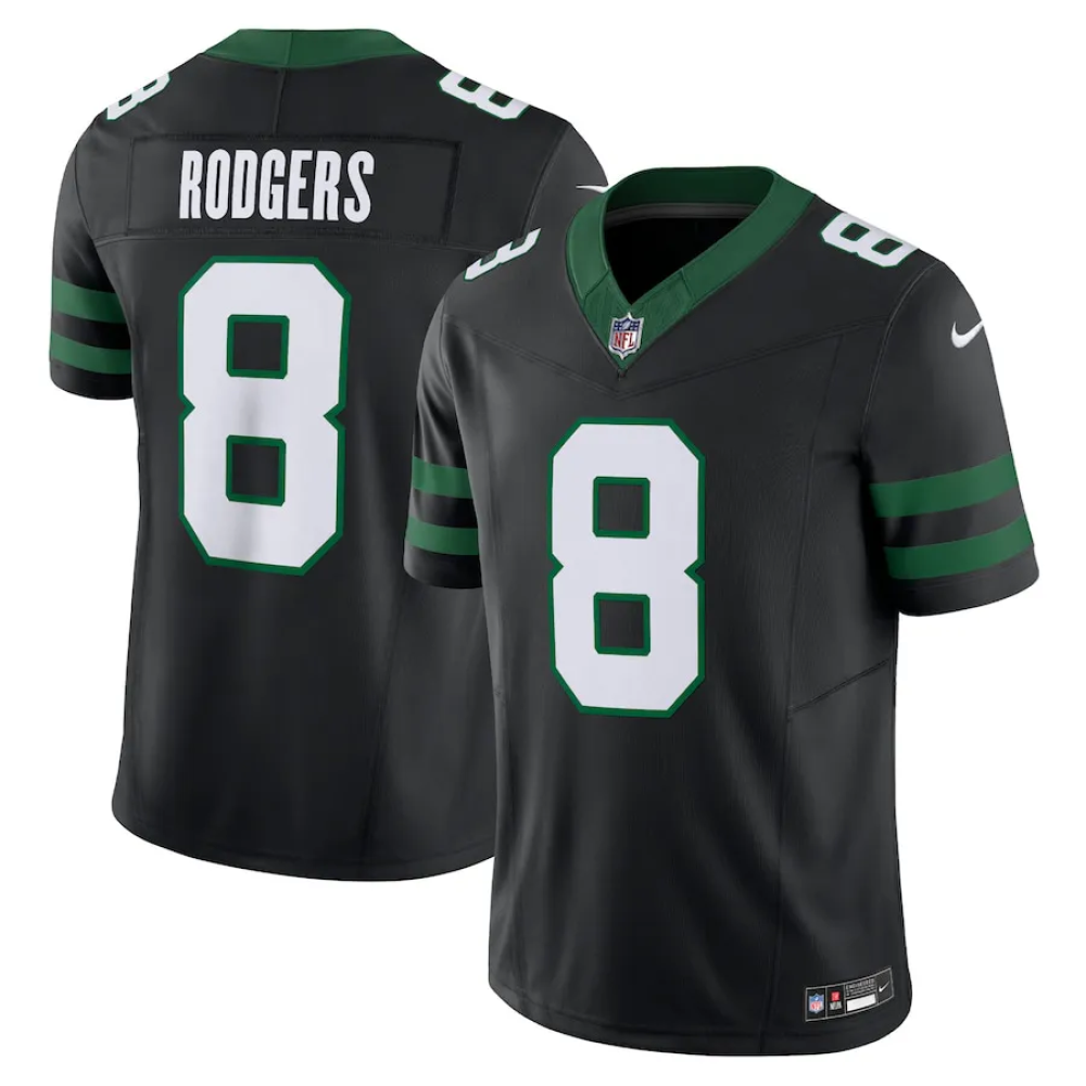 Camisa FUSE Limited New York Jets Preta - Aaron Rodgers #8