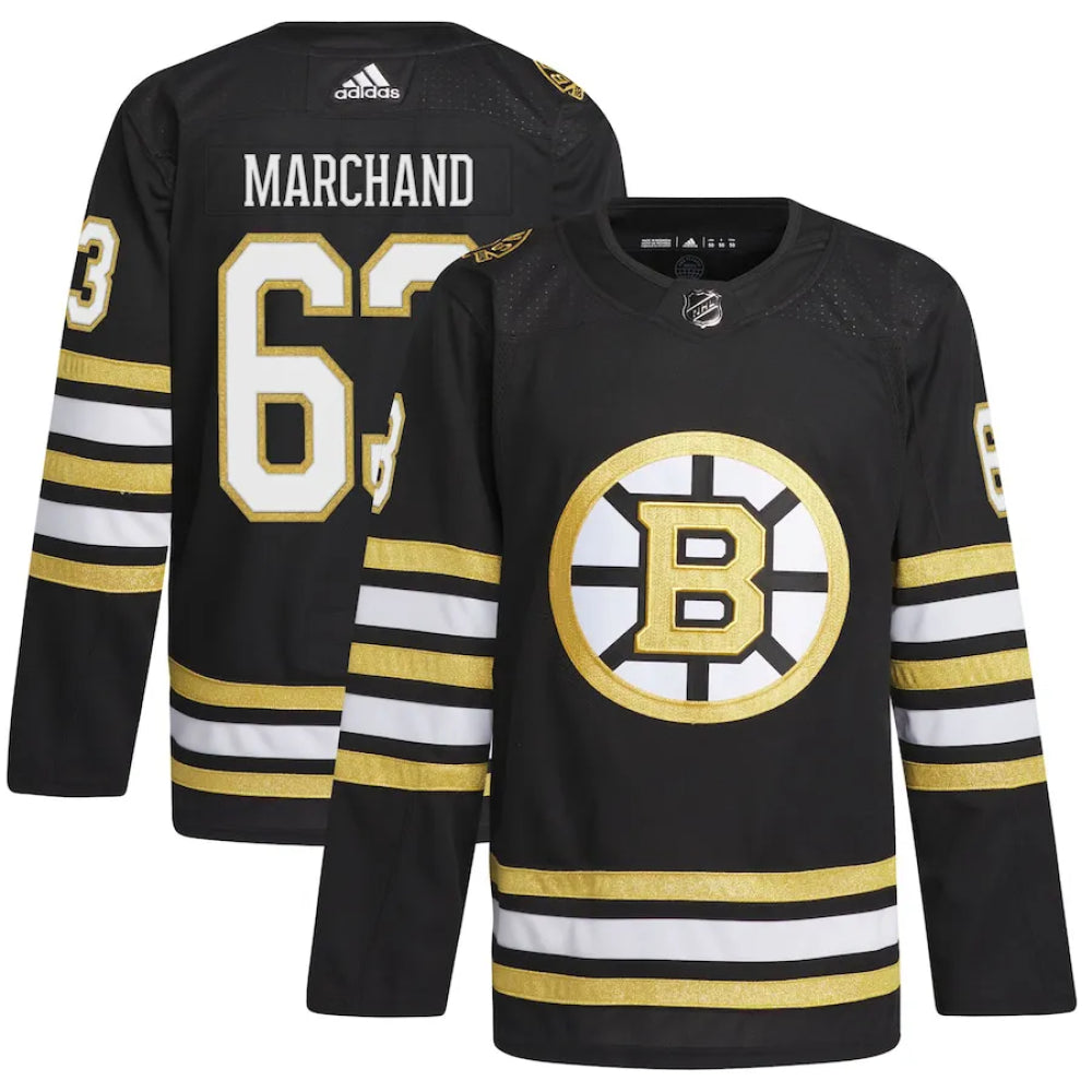 Camisa NHL Torcedor Boston Bruins Preta - Brad Marchand #63