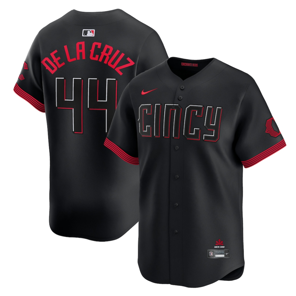 Camisa MLB Torcedor Cincinnati Reds Preta - De La Cruz #44