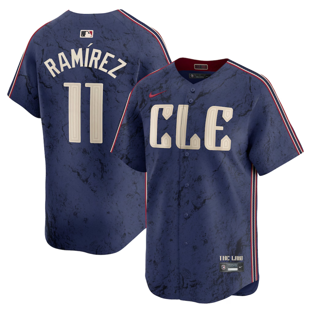 Camisa MLB Torcedor Cleveland Guardians Azul - Jose Ramirez #11