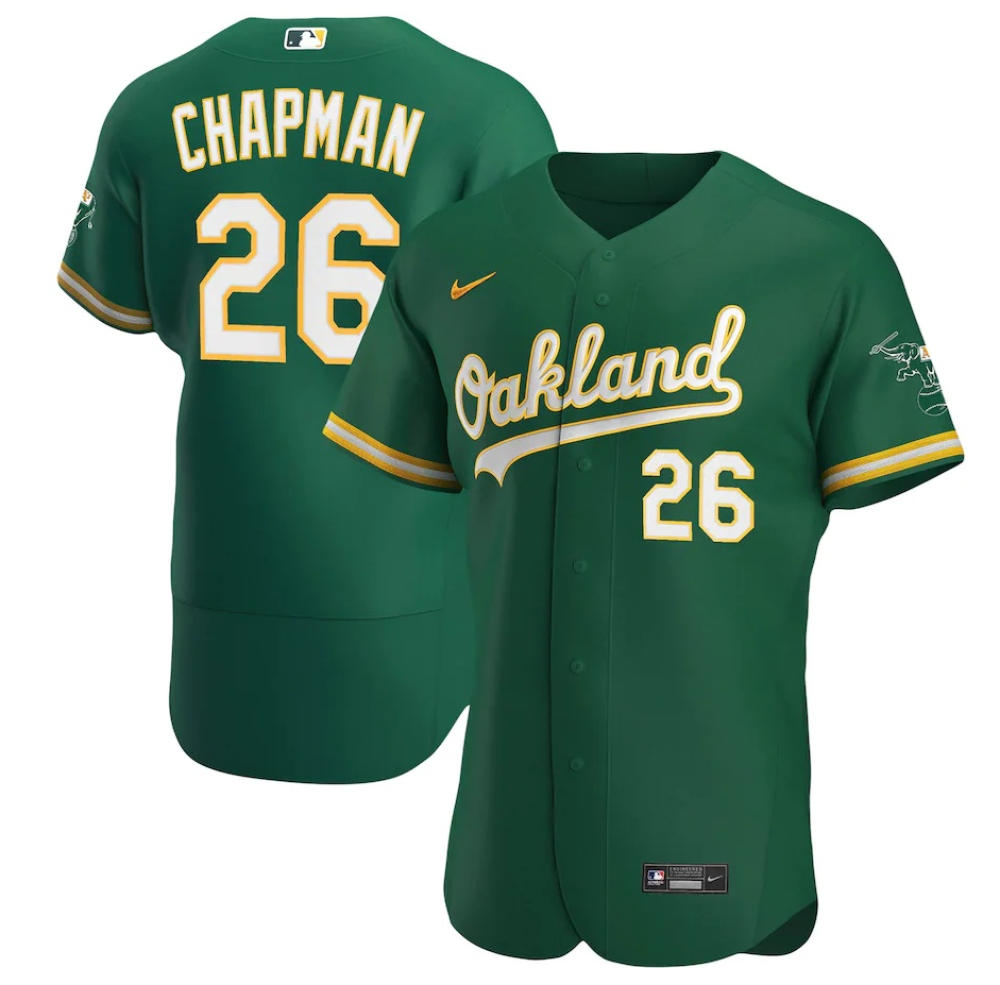 Camisa MLB Torcedor Oakland Athletics Verde - Matt Chapman #26