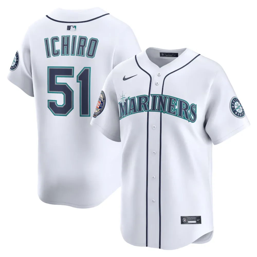Camisa MLB Torcedor Seattle Mariners Branca - Ichiro Suzuki #51