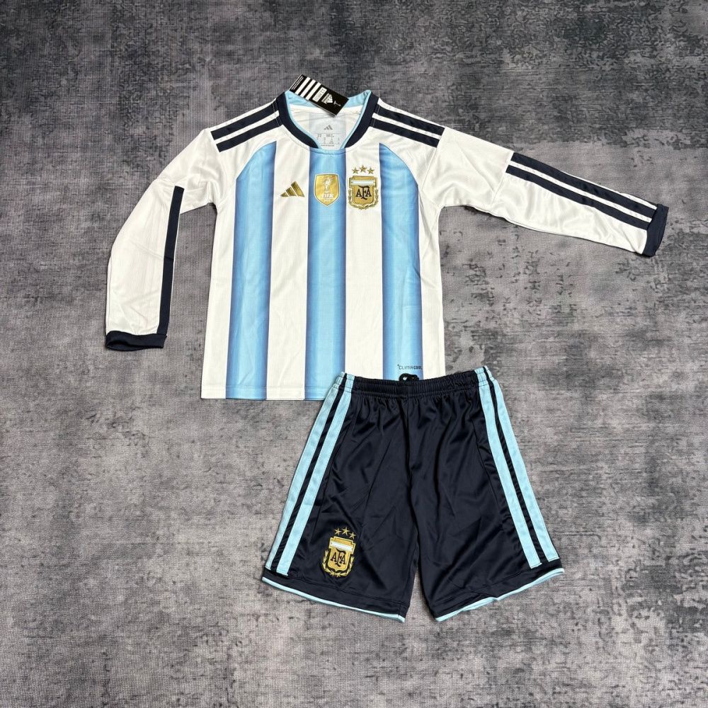 Kit Infantil Manga Longa Argentina I - Adidas 2026