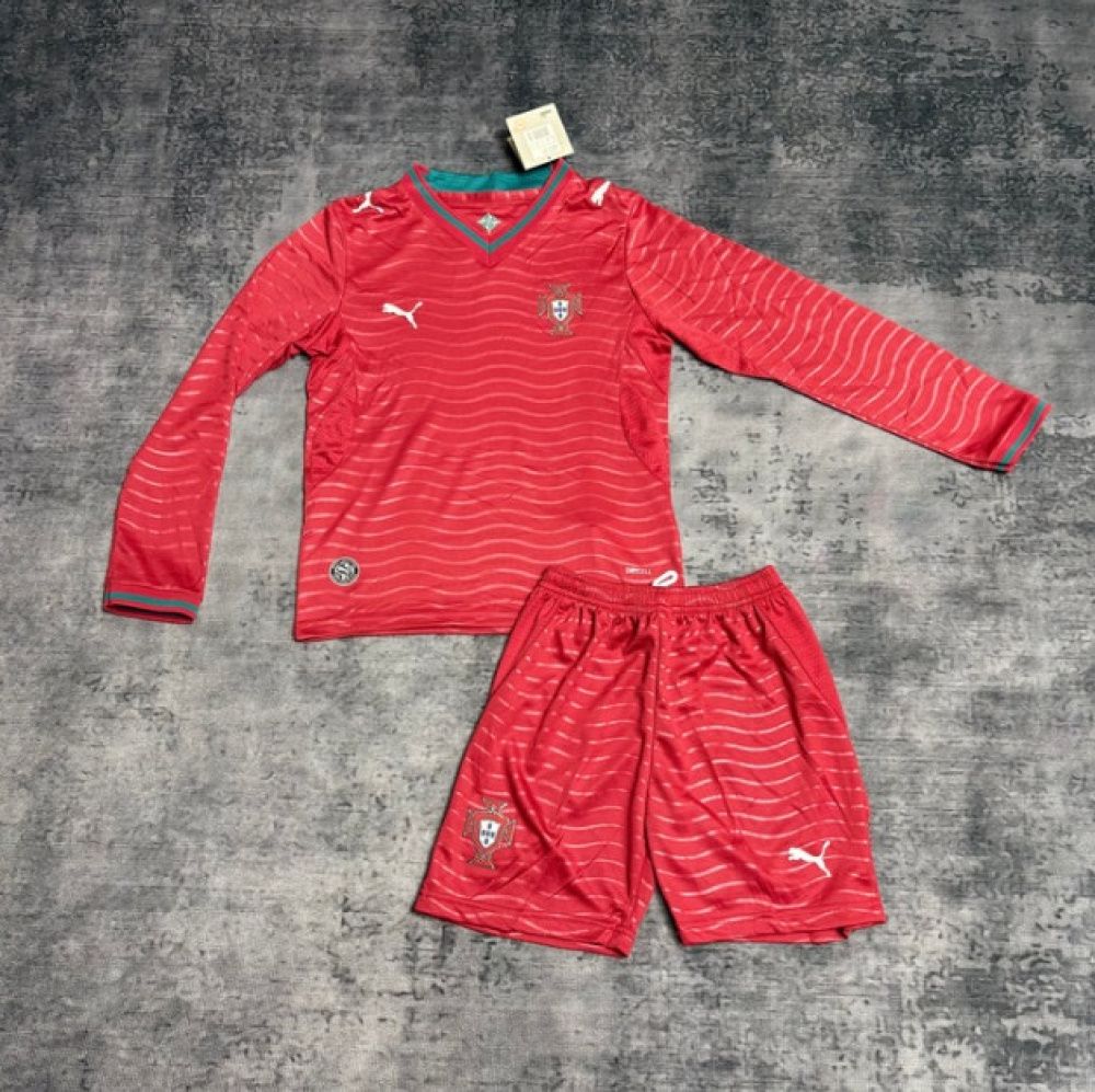 Kit Infantil Manga Longa Portugal I - Adidas 2026