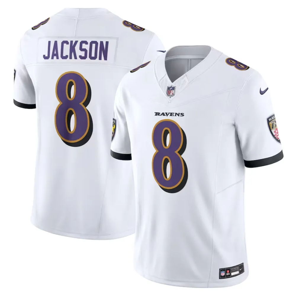 Camisa FUSE Limited Baltimore Ravens Branca - Lamar Jackson #8