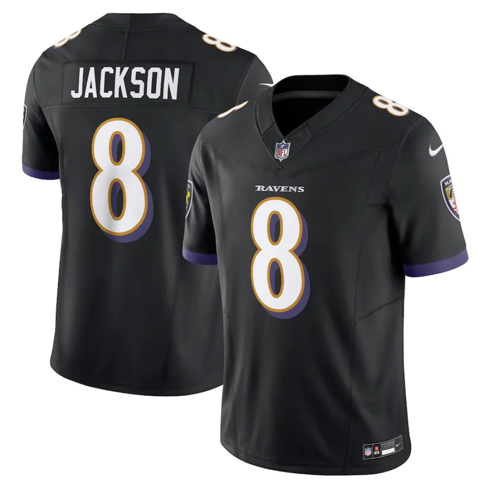 Camisa FUSE Limited Baltimore Ravens Preta - Lamar Jackson #8