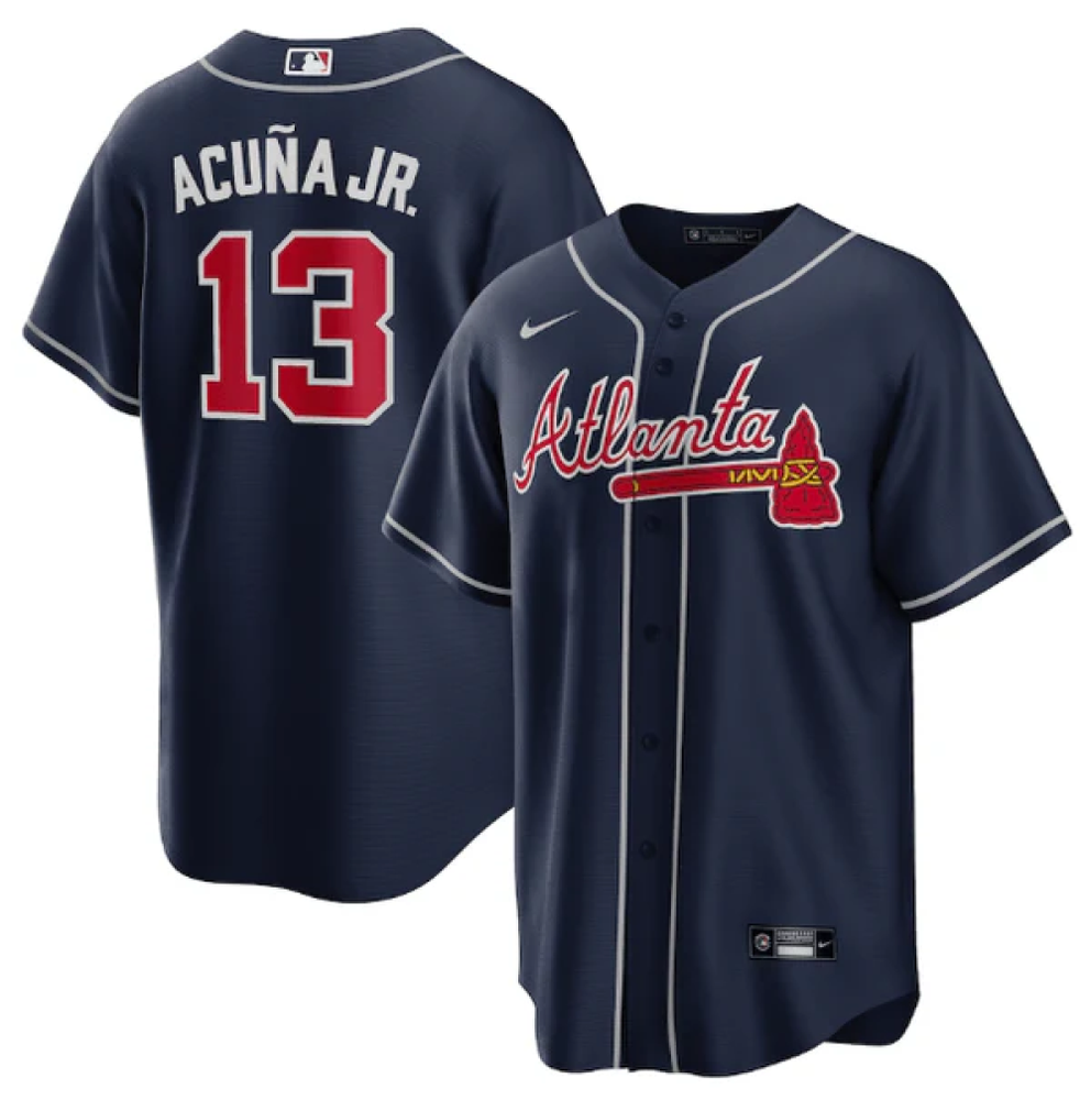 Camisa MLB Torcedor Atlanta Braves Azul - Acuna Jr 13