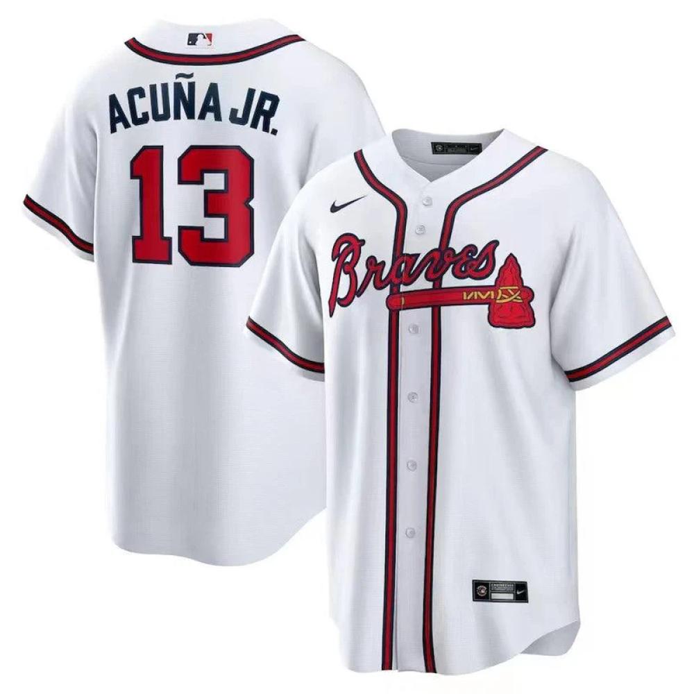 Camisa MLB Torcedor Atlanta Braves Branca - Acuna Jr 13