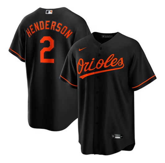 Camisa MLB Torcedor Baltimore Orioles Preta Alternativa - Gunnar Henderson #2