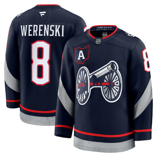 Camisa NHL Torcedor Columbus Blue Jackets Azul - Zach Werenski #8
