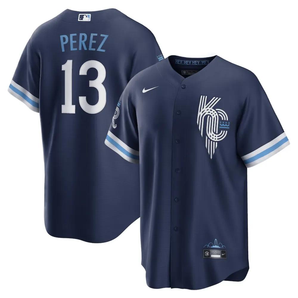 Camisa MLB Torcedor Kansas City Royals Azul Marinho - Salvador Perez #13