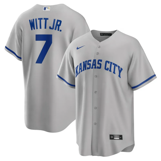 Camisa MLB Torcedor Kansas City Royals Cinza - Witt Jr #7