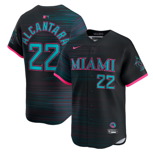 Camisa MLB Torcedor Miami Marlins Preta - Sandy Alcantara #22