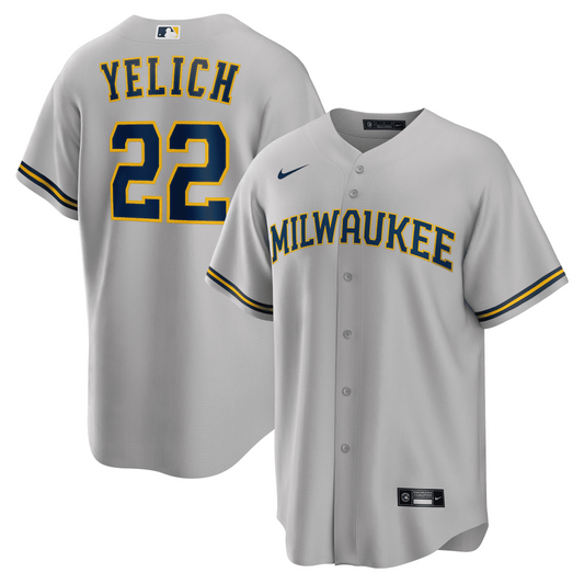 Camisa MLB Torcedor Milwaukee Brewers Cinza - Christian Yelich #22