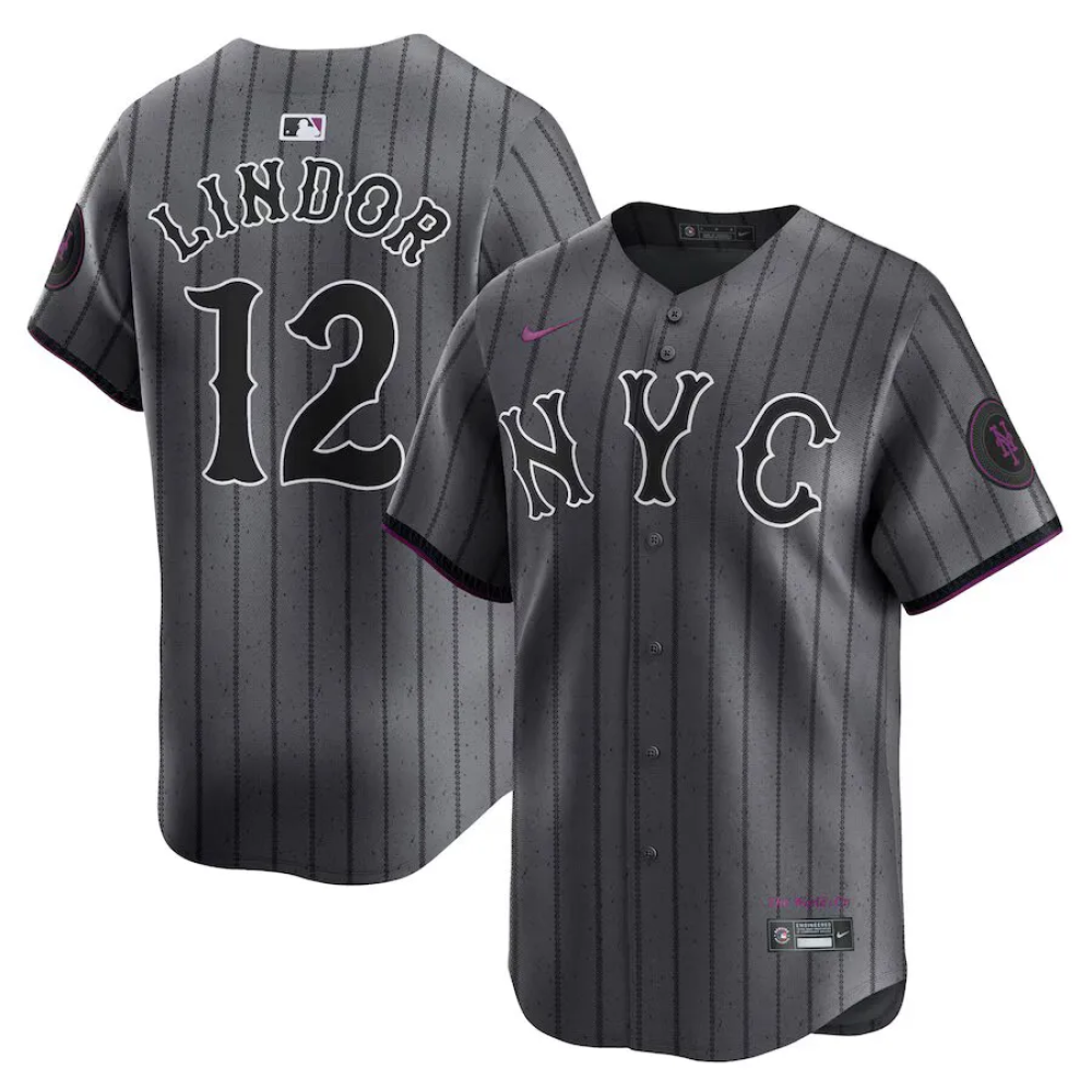 Camisa MLB Torcedor New York Mets Cinza - Francisco Lindor #12