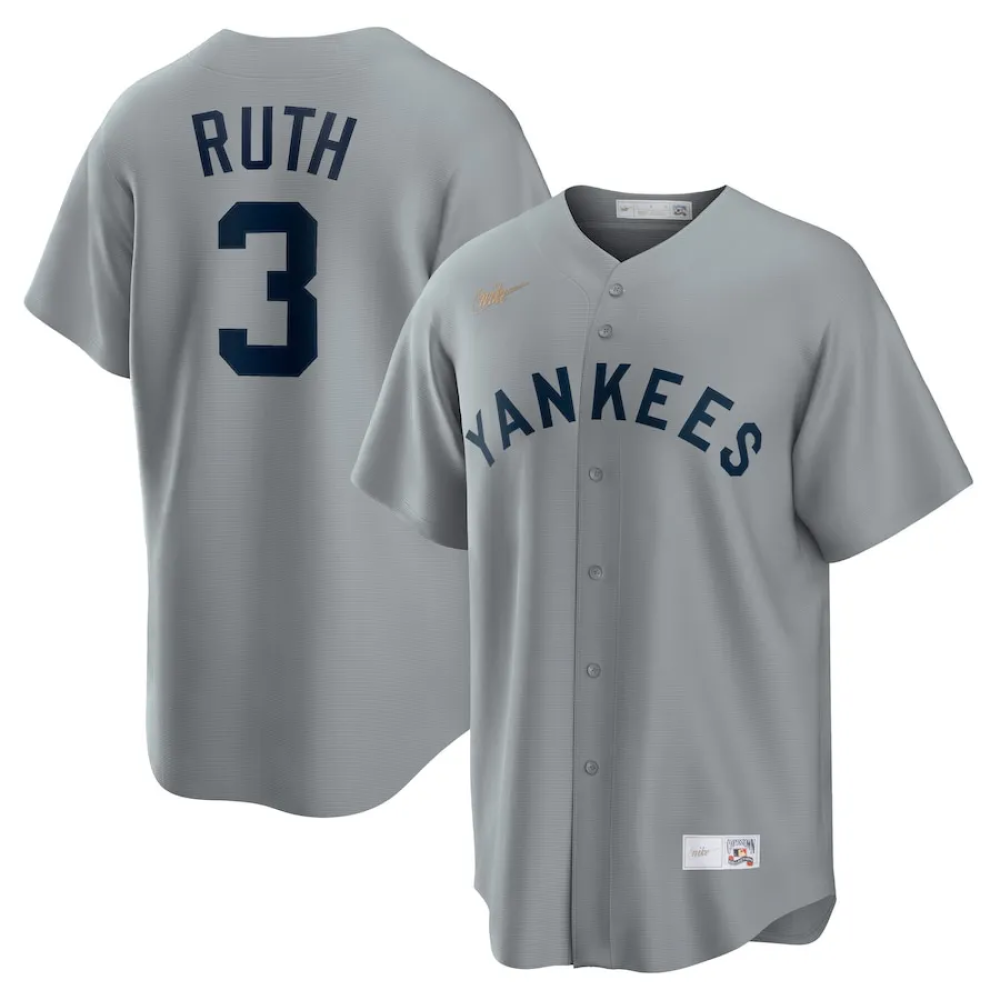 Camisa MLB Torcedor New York Yankees Cinza - Babe Ruth #3