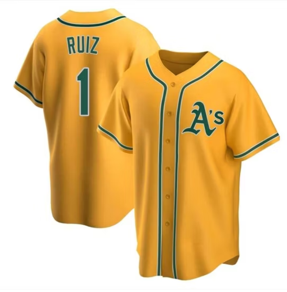 Camisa MLB Torcedor Oakland Athletics Amarela - Esteury Ruiz #1