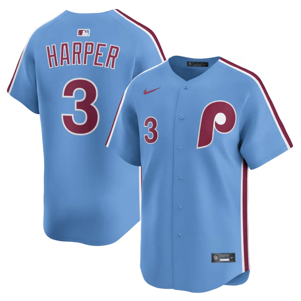 Camisa MLB Torcedor Philadelphia Phillies Azul Claro - Bryce Harper #3
