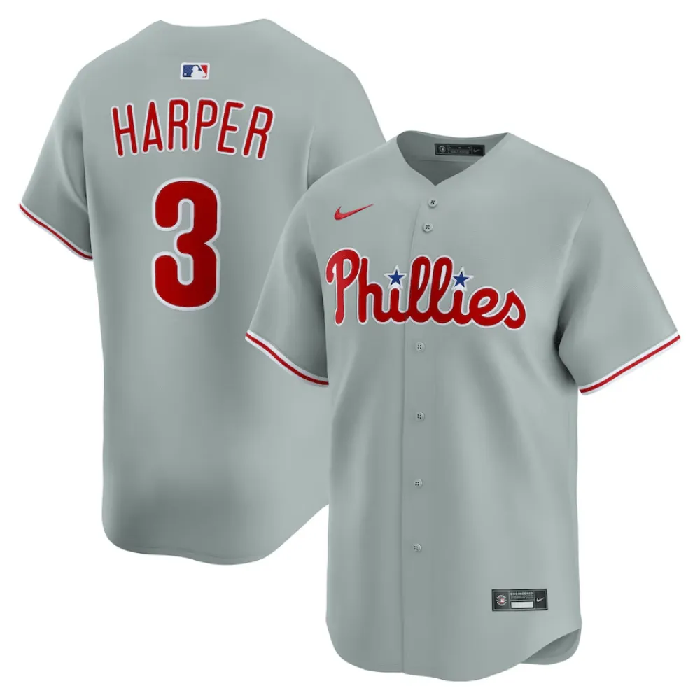 Camisa MLB Torcedor Philadelphia Phillies Cinza - Bryce Harper #3