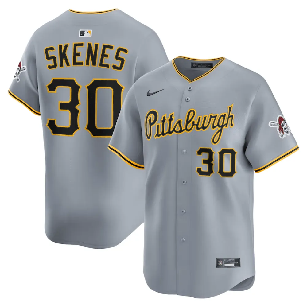 Camisa MLB Torcedor Pittsburgh Pirates Cinza - Paul Skenes #30