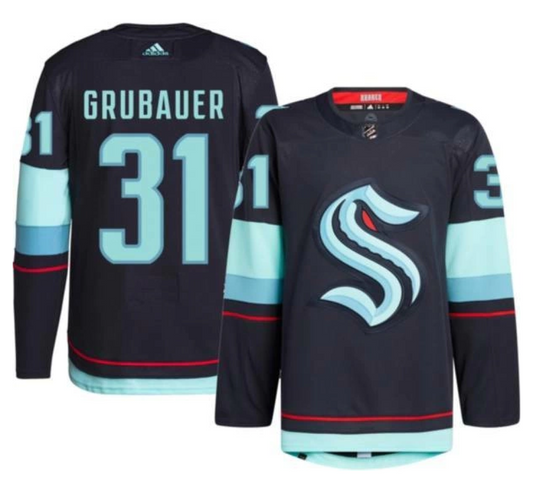 Camisa NHL Torcedor Seattle Kraken Azul - Philipp Grubauer #31