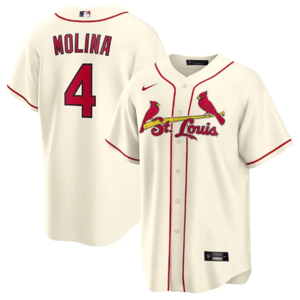 Camisa MLB Torcedor St. Louis Cardinals Bege - Yadier Molina #4