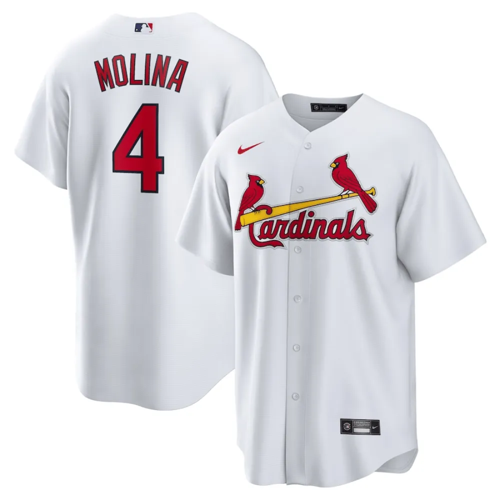 Camisa MLB Torcedor St. Louis Cardinals Branca - Yadier Molina #4