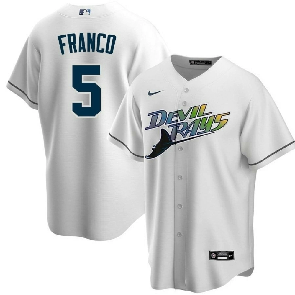 Camisa MLB Torcedor Tampa Bay Rays Branca Alternativa - Wander Franco #5