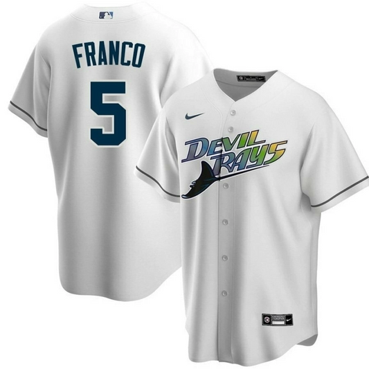 Camisa MLB Torcedor Tampa Bay Rays Branca Alternativa - Wander Franco #5
