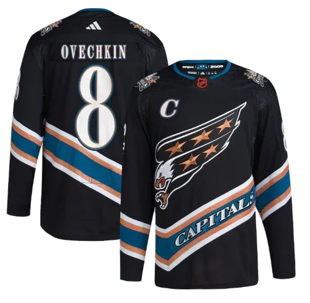 Camisa NHL Torcedor Washington Capitals Preta - Alexander Ovechkin #8
